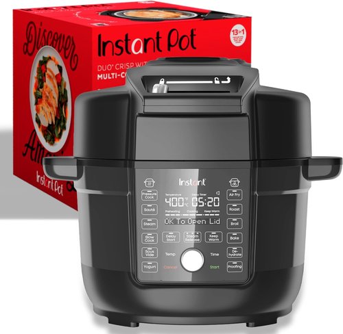 Instant Pot Duo Crisp - 13-in-1 Air Fryer & Pressure Cooker Combo | 6.5 Quart, 1500 Watts, Black, Over 800 Recipes