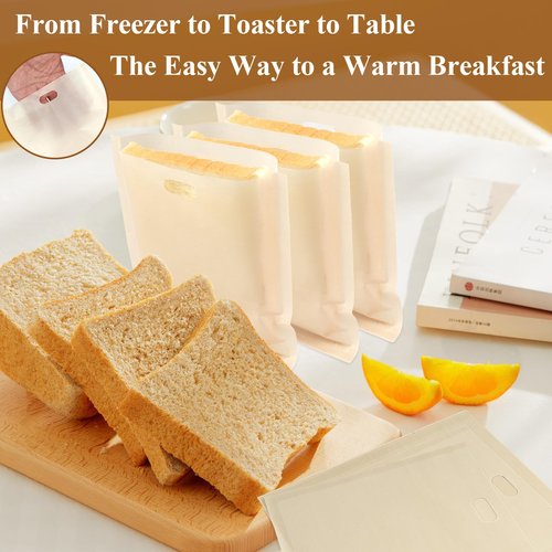 PEASUG Toaster Bags 10 Pack, 3 Sizes Toaster Bags Reusable, Heat Resistant Non-Stick, Washable Toaster Sleeves Compatible with Toaster Microwave, Great for Grill Cheese Sandwich Toast Panini Snacks