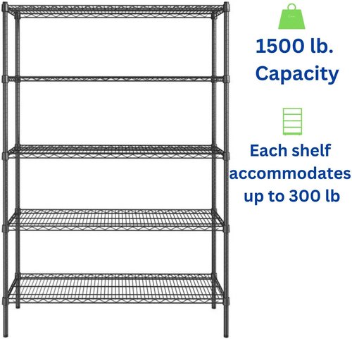 5-Tier Metal Adjustable Garage Storage Shelving Unit by [Brand Name] - Freestanding Wire Design (36 in. W x 72 in. H x 14 in. D)