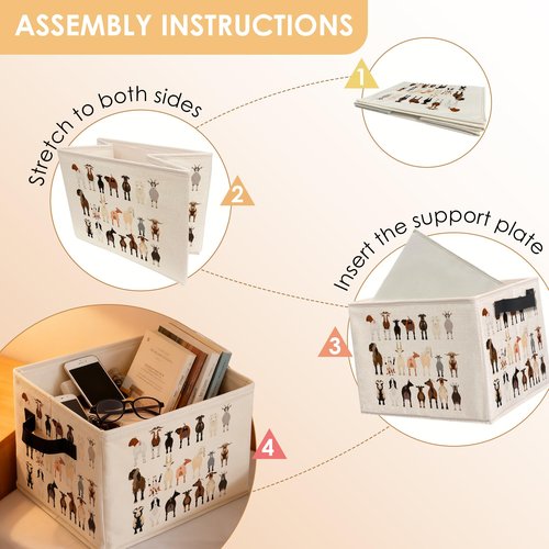 LADOCK Funny Goat Sheep Animal Storage Bins Box, Toybox for Girls Boys, Gifts for Goat Lovers Foldable Baskets Organizer with Handles for Bedroom Bathroom Home Clothes Toys Books