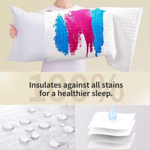 CoolShields Pillow Protector - Waterproof Hypoallergenic Zippered Covers | 2 Pack Standard Size for Better Sleep