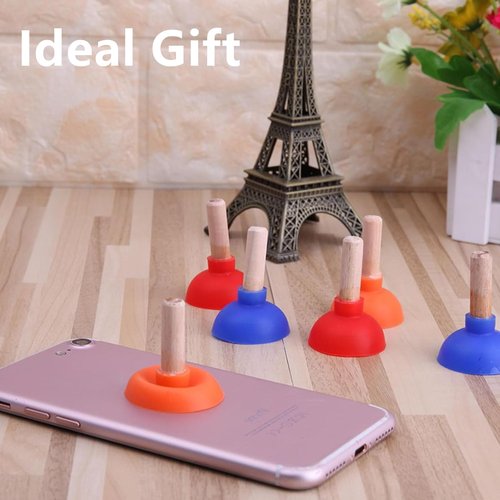 6 Pcs Tiny Toilet Plunger Shape Phone Holder Mini Sucker Stand for Supporting Cellphone, Moblie Phone, PSP