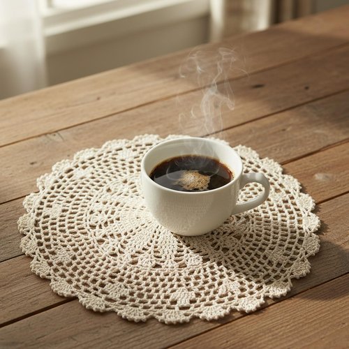 Crochet Doilies, 15.7 Inch Large Cotton Doilies for Tables Round Handmade Lace Placemats Vintage Knitted Tablecloth for Home Kitchen Dining Room Wedding Party Decoration (Beige)