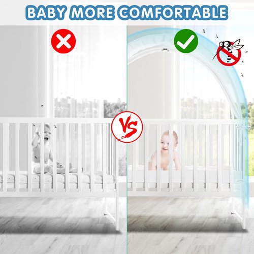 Crib Tent - Crib Net to Keep Baby in, Stop Baby from Climbing Out of Crib, Pop Up Baby Crib Tent with Double Zip Strong Rods and Breathable Net Clear Visibility Easy to Install (White, Large)
