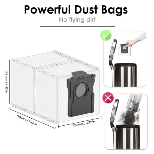 (9 Pack) Replacement Vacuum Dust Bags for Dreame L40 Ultra/ L10s Pro Ultra/ X30 Ultra/ X40 Ultra/ L10s Ultra Gen 2/ X50 Ultra Robot Vacuum Cleaner, Replacement Canister Vacuum Bags