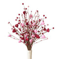idyllic 17 Inch 24 Pcs Valentine's Day Pink Red Heart Berry Branch Decoration, Artificial Stem Picks for Indoor Mantel Cabinet Table Valentine Wedding Anniversary Dinner Home Decor