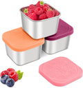 Qukaka Stainless Steel Snack Containers - Leak-Proof, Easy Open, 7.2oz | Reusable Lunch Box Set (3-Pack)