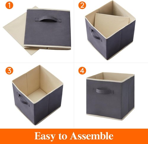 Lifewit Storage Cubes - Foldable Decorative Fabric Baskets for Home Organization | 11-Inch Gray, 12-Pack