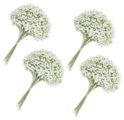 120PC Baby Breath Artificial Flowers - Babies Breath Flowers Artificial Bulk Faux Flowers Bouquet White Flores Real Touch Fake Flowers Arrangements Wedding Centerpieces Tables Decorations