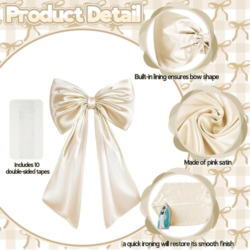 Giant Bow Decoration - Large Cream White Coquette Bow for Wedding & Party Backdrop | Satin Finish