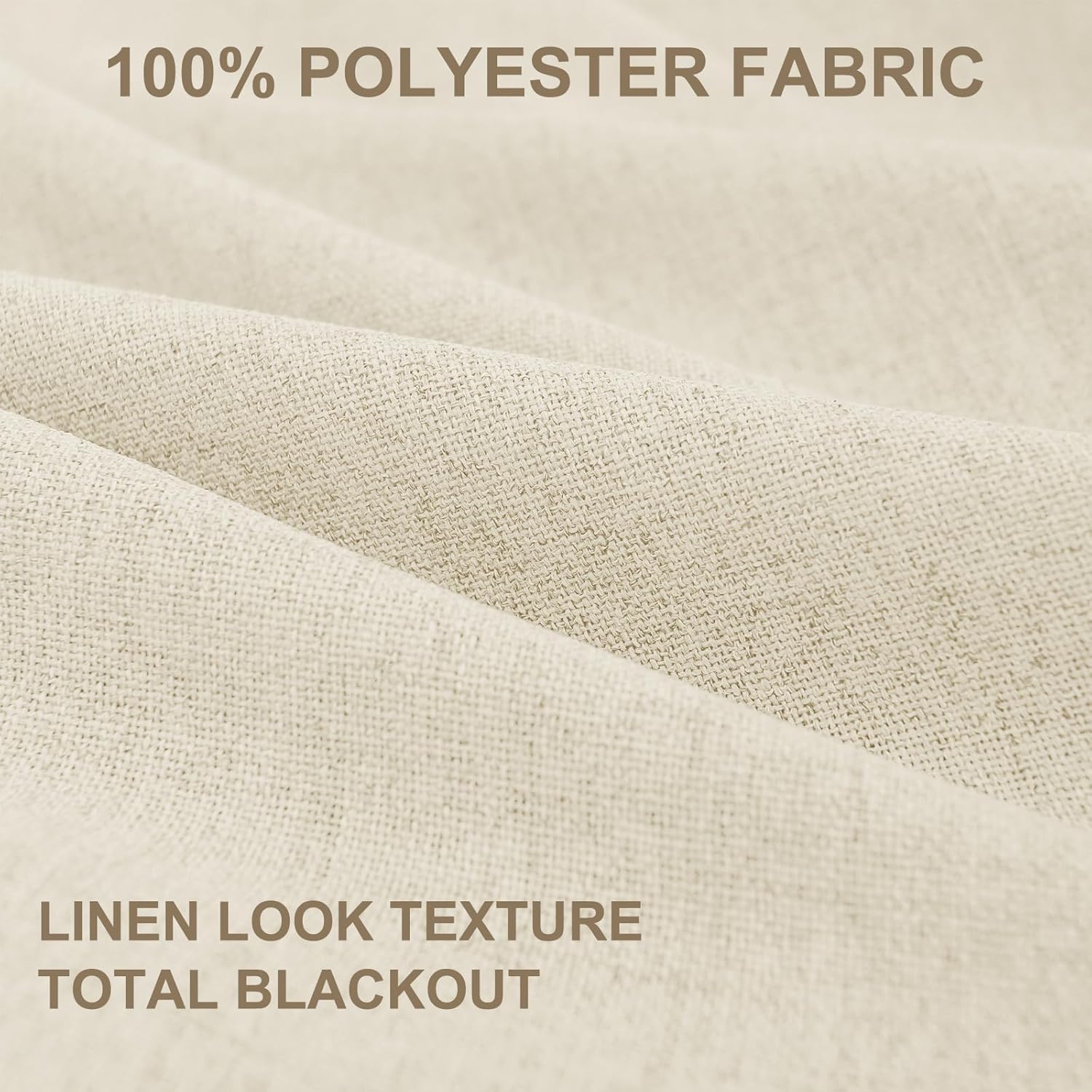 Skiennix 100% Blackout Linen Curtains - Thermal Insulated Drapes for Bedroom | 50" W x 84" L, Light Cream