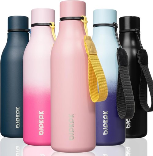 BJPKPK Insulated Water Bottle - 18 oz Stainless Steel, BPA-Free, Leak-Proof Flask for Sports & Travel - Light Pink