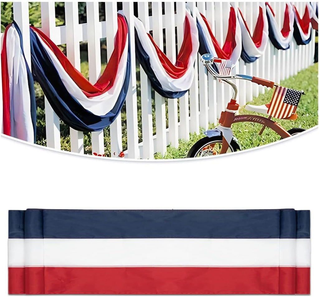 Patriotic US Flag Bunting by [Brand Name] - 2x20 Ft Red, White & Blue Stripe Banner for 4th of July & Veterans Day