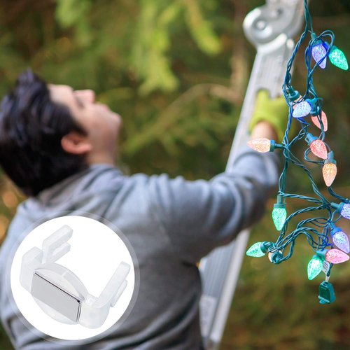 Hicarer Magnet Clip Christmas Light Clips for C9 Holiday Lighting Sockets Outdoor Hang Hooks for Xmas Gutter Shingle Lights, White (50)