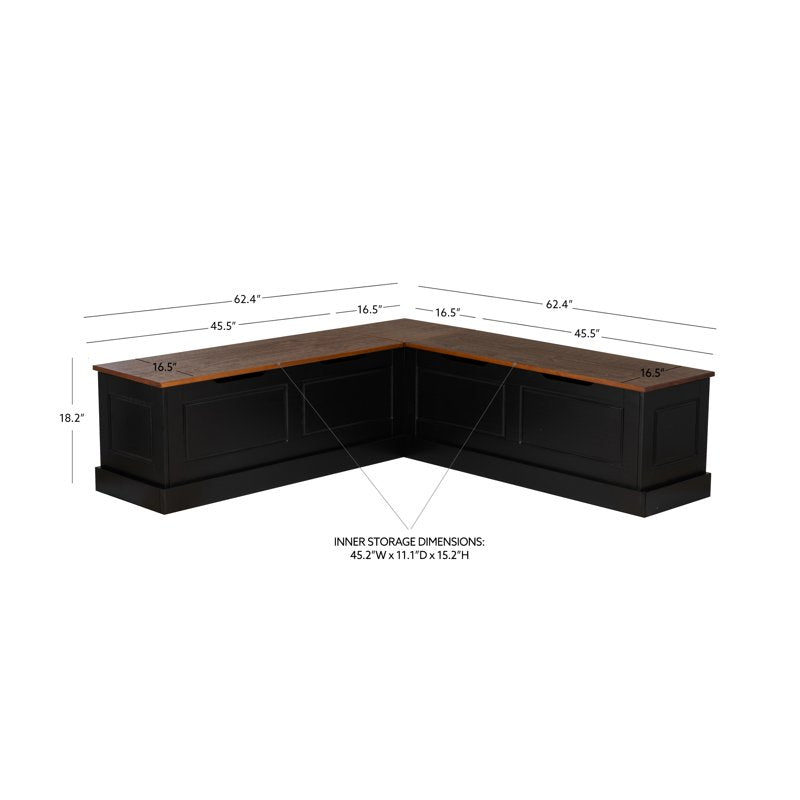 Corner Dining Breakfast Nook with Storage - Black/Walnut