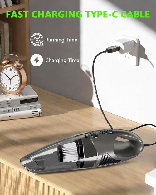 **Skiennix Handheld Cordless Vacuum - 11KPA Strong Suction, 25 Mins Runtime, Lightweight & Rechargeable for Home/Car/Office**