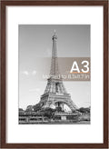 Upsimples A3 Picture Frame - Display 8.3x11.7 Photos with Mat or 11.7x16.5 Without | Brown, 1 Pack