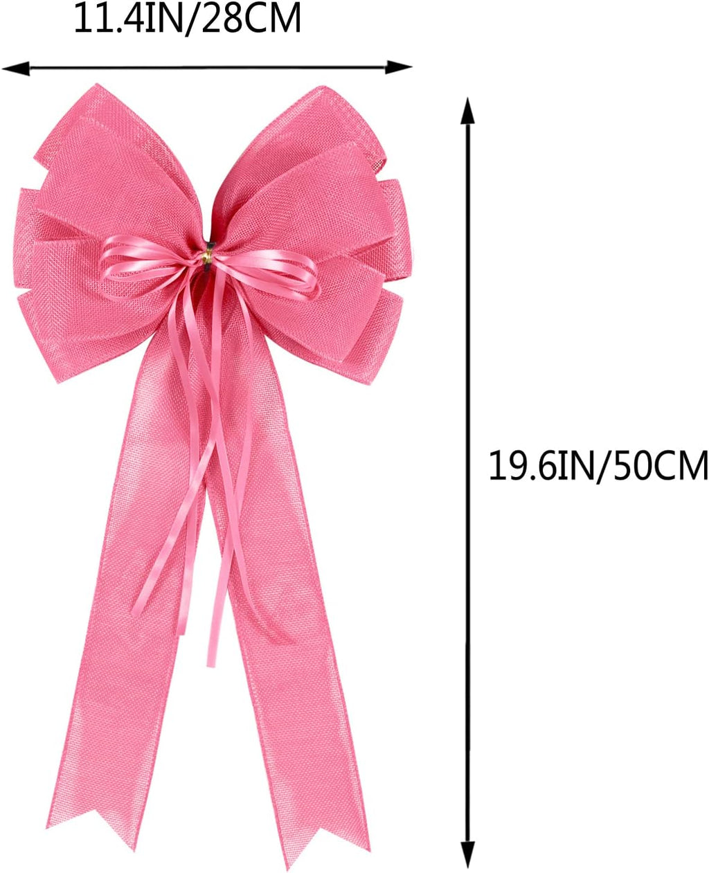 Skiennix Large Pink Easter Wreath Bows - Spring Tree Topper Decor with Burlap & Glitter | 2 Pcs