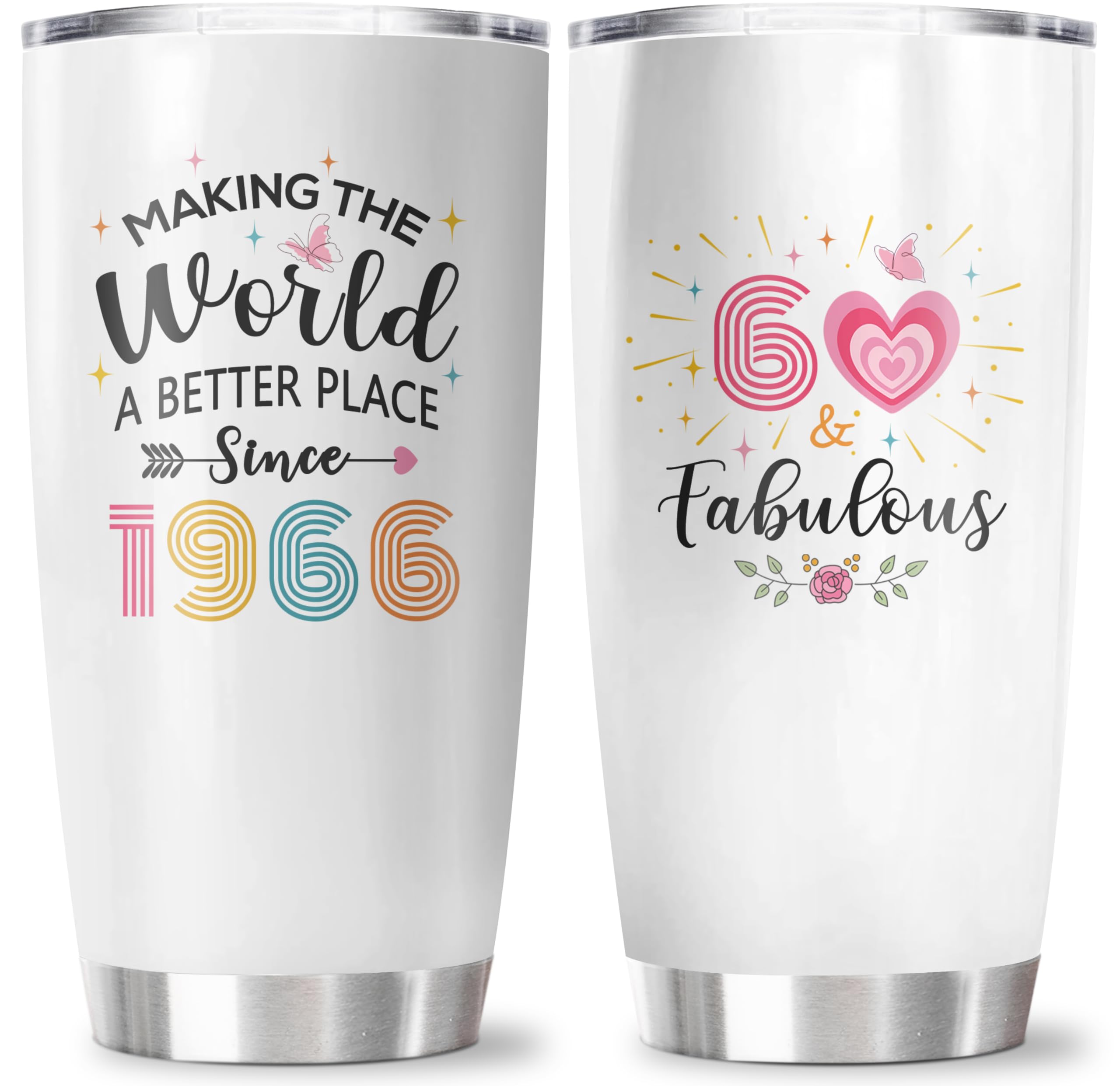 CVROY 60th Birthday Gifts for Women Tumbler 20OZ 1PC, 60th Birthday Decorations for Woman, 60 Year Old Birthday Gift, 60 Year Old Woman Present, Happy 60th Birthday for Her