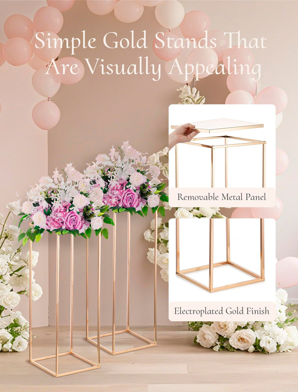 Inweder Gold Plant Stand Indoor: 31.5” Tall Pedestal Stand for Wedding Centerpieces Party Event Center Pieces Decoration for Table Home Decor 2 PCS