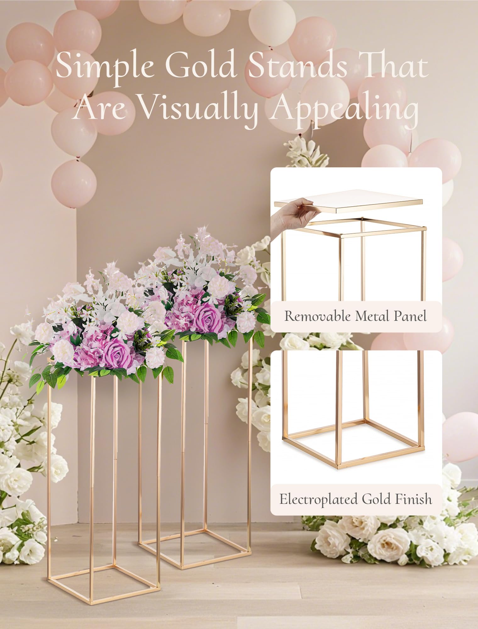 Inweder Gold Plant Stand Indoor: 31.5” Tall Pedestal Stand for Wedding Centerpieces Party Event Center Pieces Decoration for Table Home Decor 2 PCS