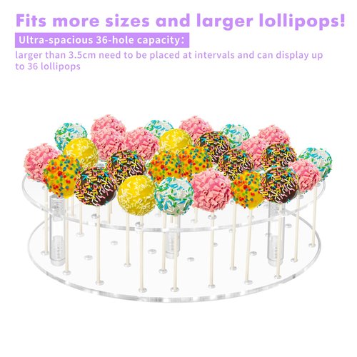 ELEGICKLIP 36 Holes Cake Pop Display Stand Holder -Clear Round Acrylic Lollipop Display Stand Perfect for Party and Birthday Celebrations