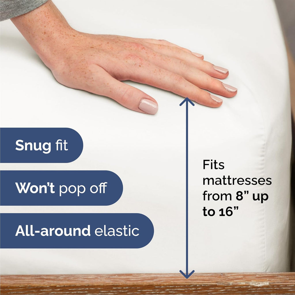Queen Size Sheet Set by Hotel Luxury | 4-Piece Comfy Cooling Bedding - Soft, Wrinkle-Free, Deep Pockets - Antique White