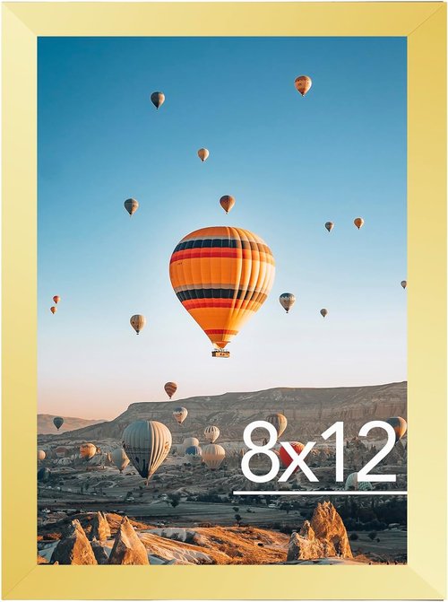 JCJMY Gold 8x12 Picture Frame - Versatile Wall & Tabletop Display with Shatter-Resistant Plexiglass