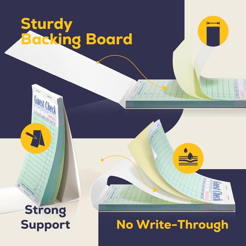 FMP Brands Double Part Guest Check for Servers, Server Note Pads 2500 Sheets (50 Pads), Server Books for Waitress with Carbon Copies, Guest Check 2 Part Carbonless, Receipt Book with Carbon Copies