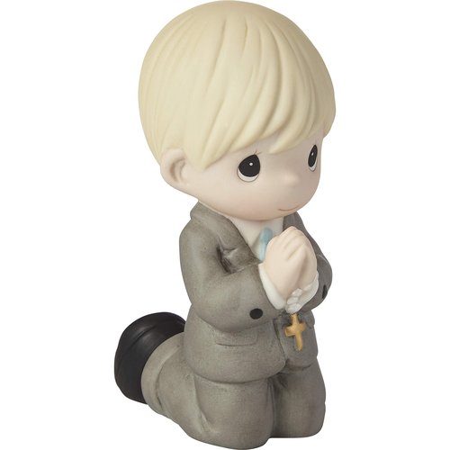 Precious Moments Remembrance of My First Communion Boy Figurine, Bisque Porcelain Communion Gift for Boys, Religious Keepsake for Catholic and Christian Faith