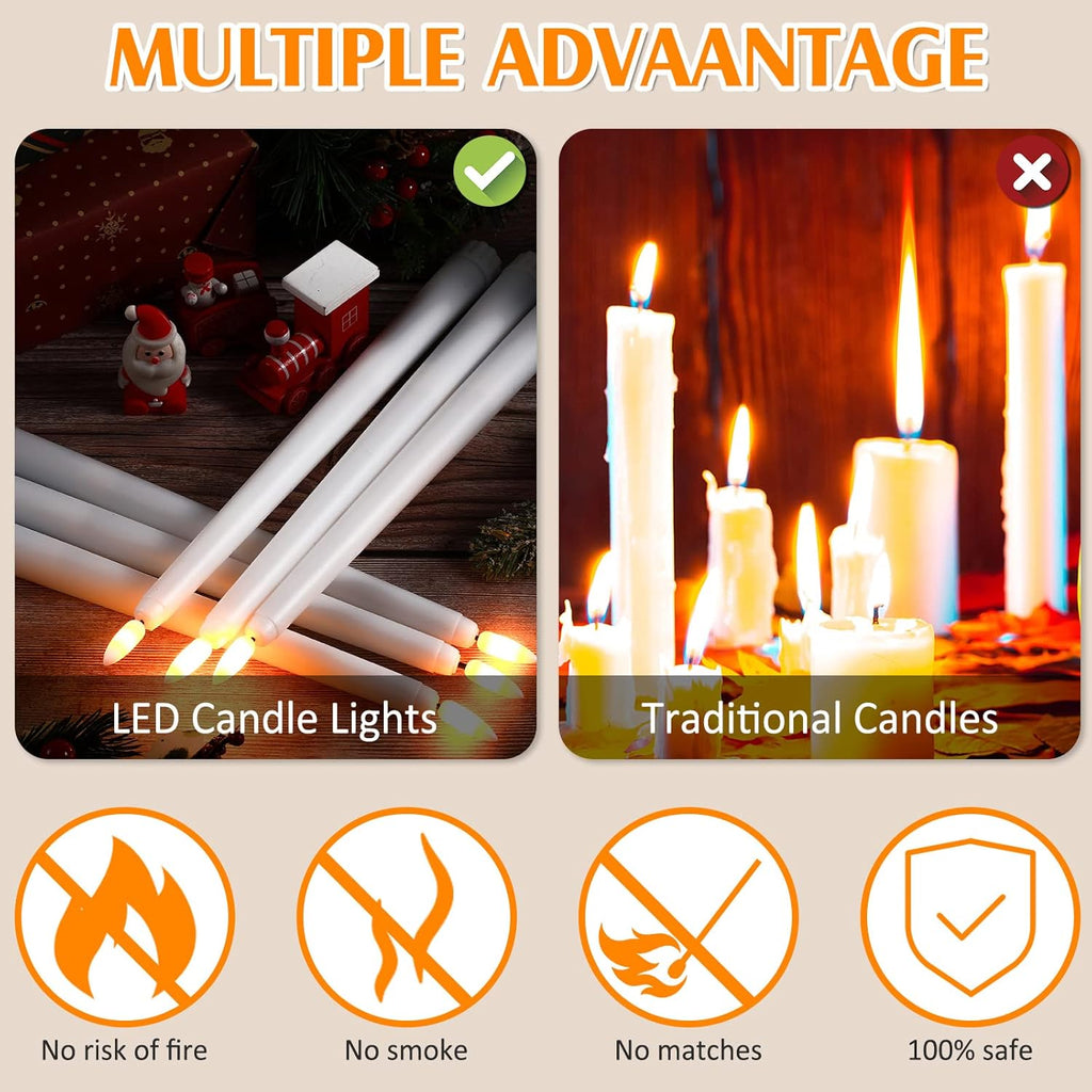 Reginary Flameless Taper Candles - 36 Battery Operated LED Candlesticks for Weddings & Events | 11" White