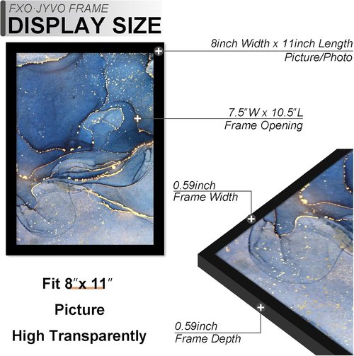 Fxojyvo 8x11 Picture Frame - Lightweight Black Frame for 8x11 Inch Photos | Perfect for Wall Display