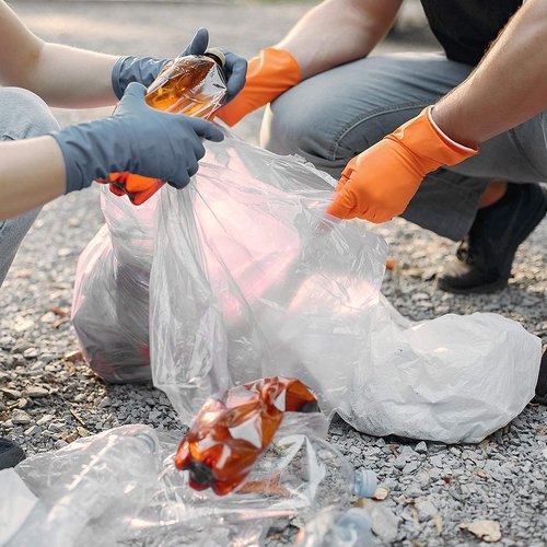 65 Gallon Clear Trash Bags Heavy Duty (MegaPack 50 Bags w/Ties) 64 Gallon Extra Large Clear Plastic Recycling Garbage Bags