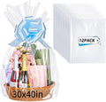 12PCS Large Cellophane Bags 30x40 Inch Clear Cello Gift Bags Easter Cellophane Wrap for Easter Gift Baskets Decorations Candy Baby Bridal Shower Wedding Party favor Birthday
