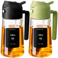 SWEET VIEW 2PCS Olive Oil Sprayer for Cooking, 470ml 2 In 1 Glass Oil Sprayr & Pour for Kitchen, Air Fryer, Cooking, Salad, BBQ (Black,Green)