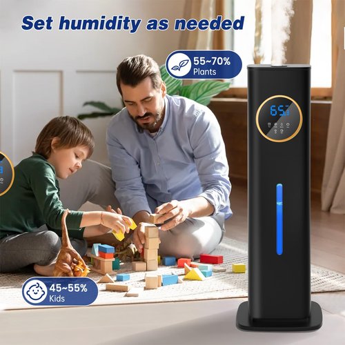 LACIDOLL Humidifiers for Bedroom, 2.1Gal/8L Humidifier large room with Essential Oil Diffuser, Top Fill Whole House Cool Mist Humidifiers for Plants Baby Kids Adults(Black)