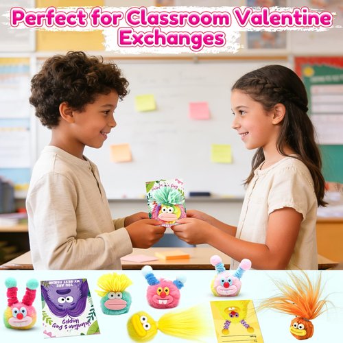LUBUYILD 24 Pack Valentines Day Gifts for Kids - Plush Keychains Bulk with Valentines Cards for Girls Boys, Cute Mini Animal Stuffed Toys for Class Classroom Exchange and School Party Favors