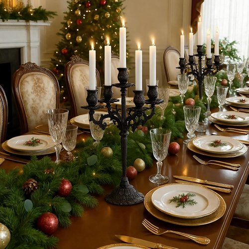 Mumufy 5-Arm Black Candelabra - Vintage Gothic Cast Iron Candlestick Holders | 16.7" Tall Decorative Centerpieces for Events