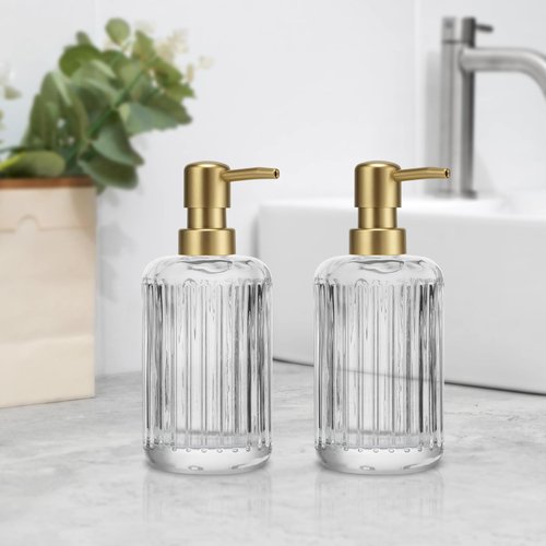 Soap Dispenser Pump Replacement for Standard 28/400 Thread Size Kitchen Soap Dispenser Pump Head for Regular Mouth Bottle Bathroom Countertops,2 Pack(Gold)