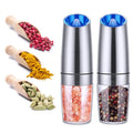2 Pack Gravity Electric Pepper and Salt Grinder, Larger Capacity Stainless Steel Mill Grinder Battery Powered with LED Light, Adjustable Coarseness, One Hand Automatic Operation for Kitchen BBQ