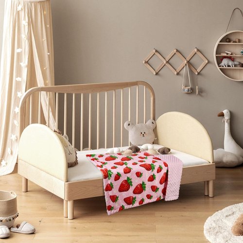 Strawberry Baby Blanket for Boys Girls Soft Fleece Minky Blanket with Dotted Backing Double Layer Newborn Toddler Blankie for Nursery Stroller Crib Gift to Son Nephew Grandson 26.5 * 40 Inches