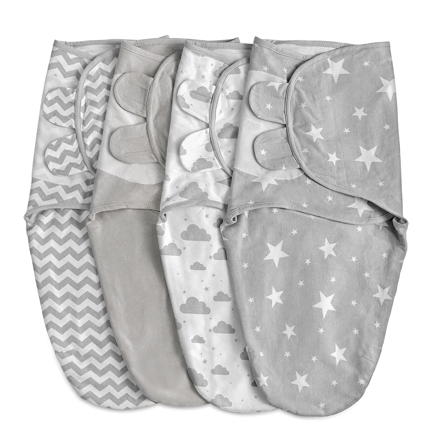 Skiennix Organic Baby Swaddle Sleep Sacks - 4-Pack Adjustable Cotton Wraps for Infants 0-3 Months