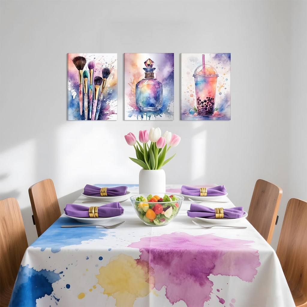 Skiennix Framed Wall Art Set | Colorful Fashion Makeup & Perfume Prints | 12x16 Inch Aesthetic Decor