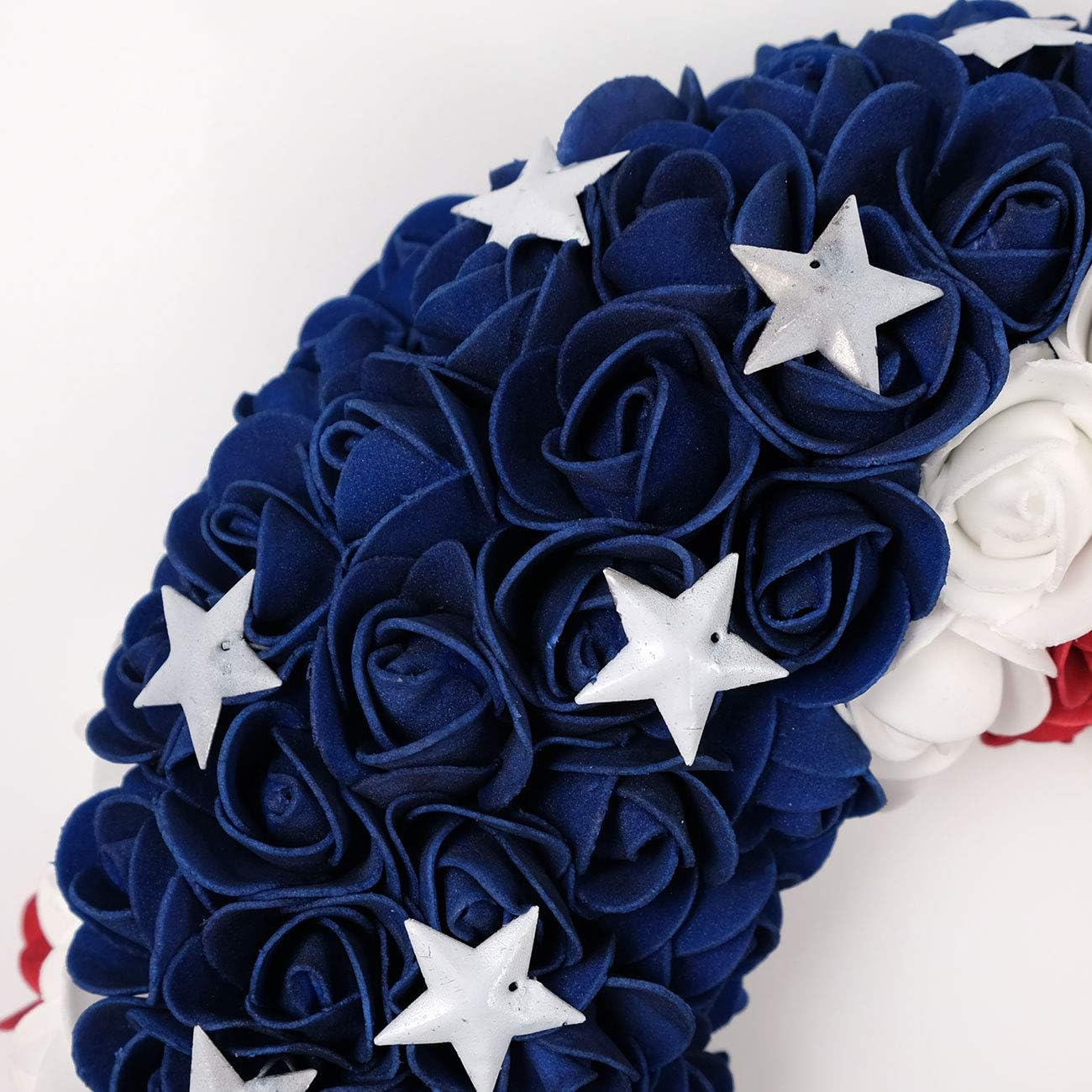 Skiennix Patriotic Americana Wreath - Handcrafted Boxwood Decoration for July 4th | Blue