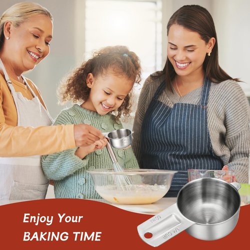 2PCS 1/4Cup Measuring Cup Scoop(60ml, 2oz) Stainless Steel Coffee Measuring Scoops for Flour Rice Dog Food Wet and Dry Ingredients, Dishwasher Safe