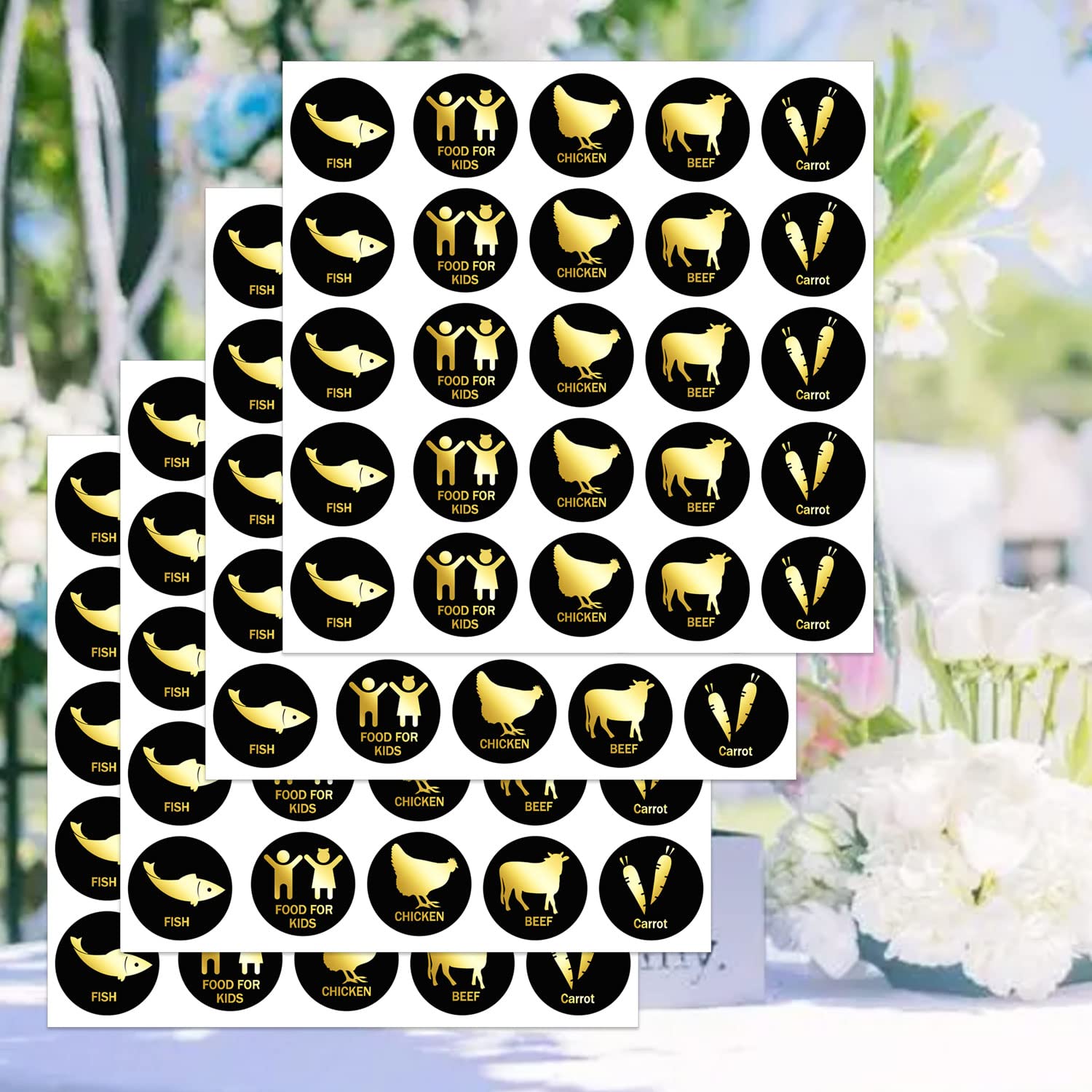 1 Inch Wedding Meal Choice Wedding Meal Indicator Sticker - Beef Fish Chicken Food for Kids Stickers Place Card Menu Choices Catering Food Stickers for Birthday Party 300Pcs