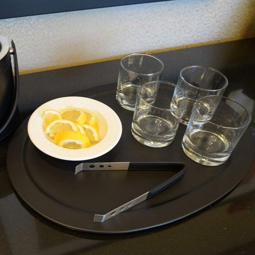 Dacasso Black Leather Serving Tray