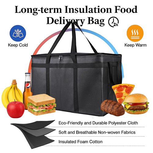 Bodaon Insulated Food Delivery Bag - 3-Pack XXXL Pizza Cooler | Thermal Carrier for Catering & Travel