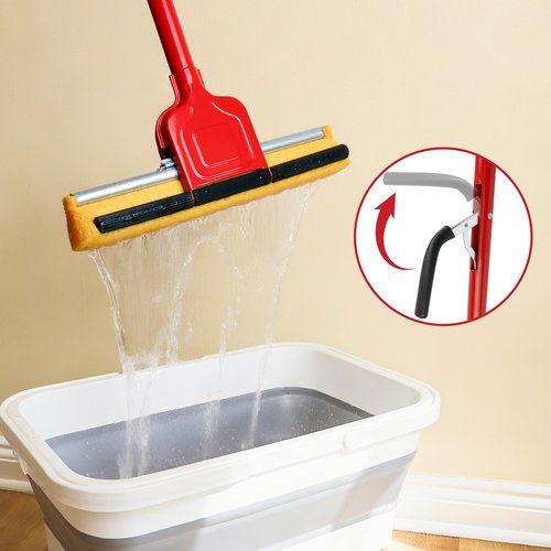 Cellulose Sponge Pop Up Sponge Mop with 2 Swop Roller Sponge mop Suitable for Wood, Ceramic Tiles and Other Flat Floors (1 Handle and 2 Heads)