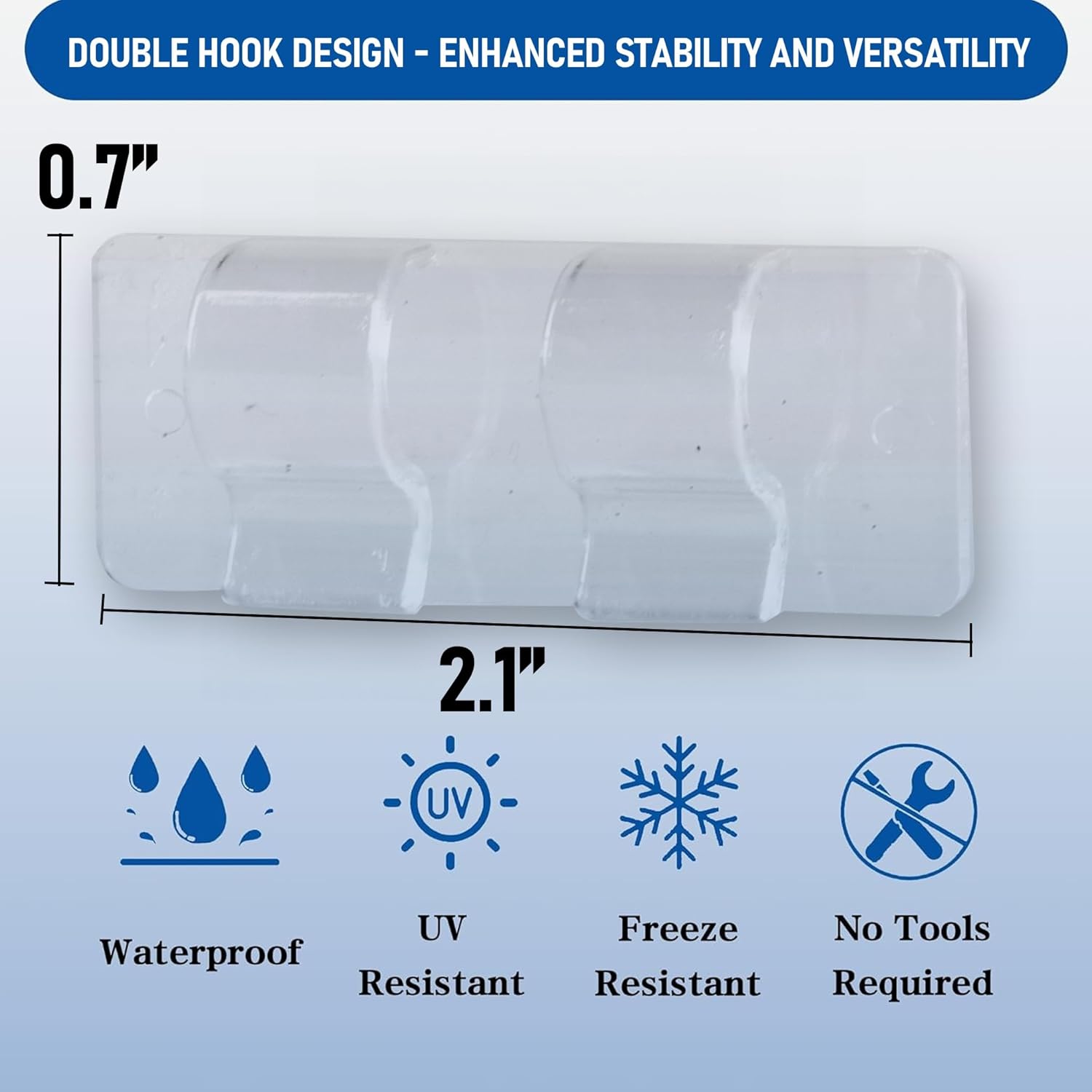 TW SHINE Outdoor String Light Hooks - 60 Pack Heavy Duty Clear Clips with Waterproof Adhesive Strips
